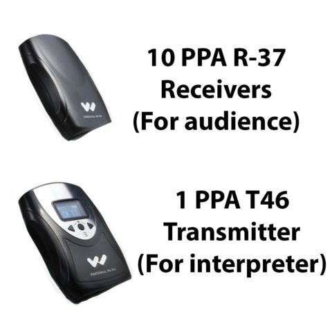 Starter FM Translation System for 10 Listeners with PPA T46 transmitter an PPA R37 receivers